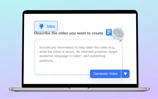 Visla’s idea-to-video interface where users describe a video idea and click 'Generate Video'.